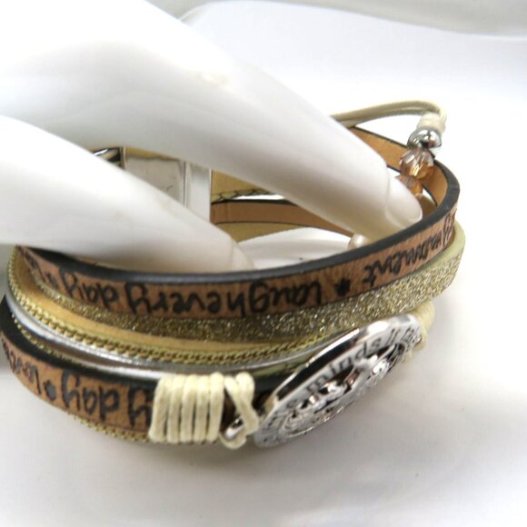 Teacher Bracelet Multi Layered Leather Wrap Beads Inspirational Quote Tree Charm - Picture 11 of 14